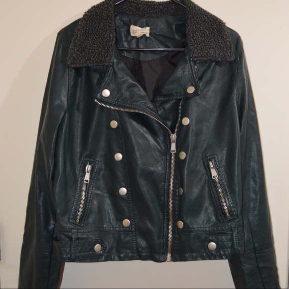 Jackets & Blazers - Green Faux Leather Jacket